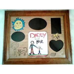 Kids Daddy & ME Picture Poster Frames Brown Wooden Fits Four Family Photos NEW   273407521181